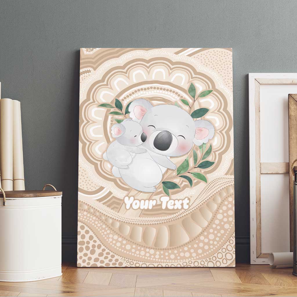 Koala Mum Australia Mother's Day Personalised Canvas Wall Art Beige Aboriginal Art