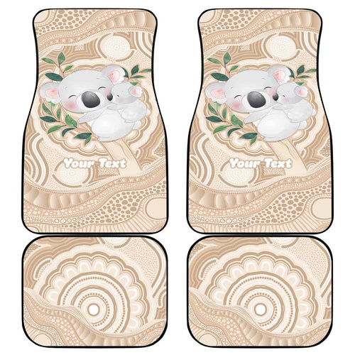 Koala Mum Australia Mother's Day Personalised Car Mats Beige Aboriginal Art