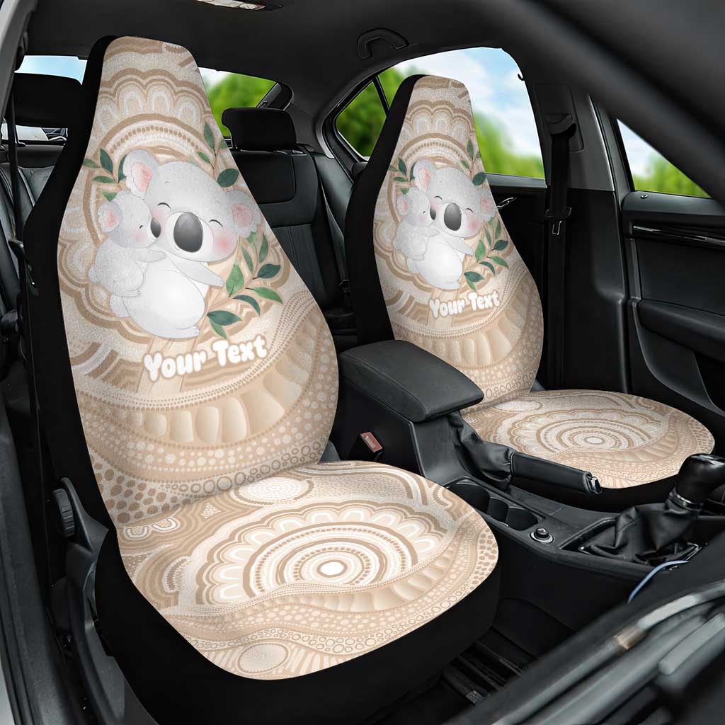 Koala Mum Australia Mother's Day Personalised Car Seat Cover Beige Aboriginal Art