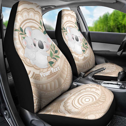 Koala Mum Australia Mother's Day Personalised Car Seat Cover Beige Aboriginal Art