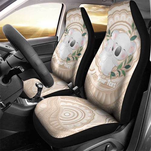 Koala Mum Australia Mother's Day Personalised Car Seat Cover Beige Aboriginal Art