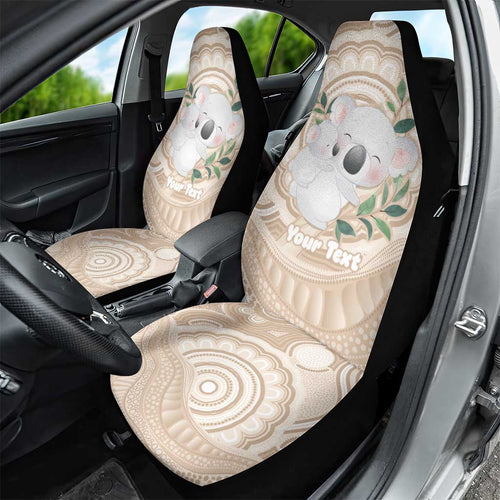 Koala Mum Australia Mother's Day Personalised Car Seat Cover Beige Aboriginal Art