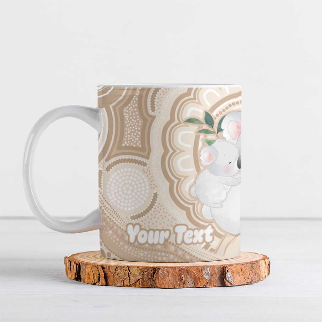 Koala Mum Australia Mother's Day Personalised Ceramic Mug Beige Aboriginal Art