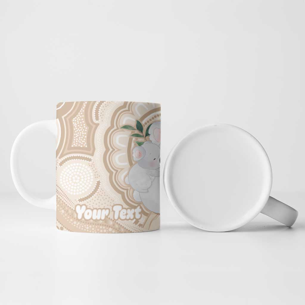 Koala Mum Australia Mother's Day Personalised Ceramic Mug Beige Aboriginal Art