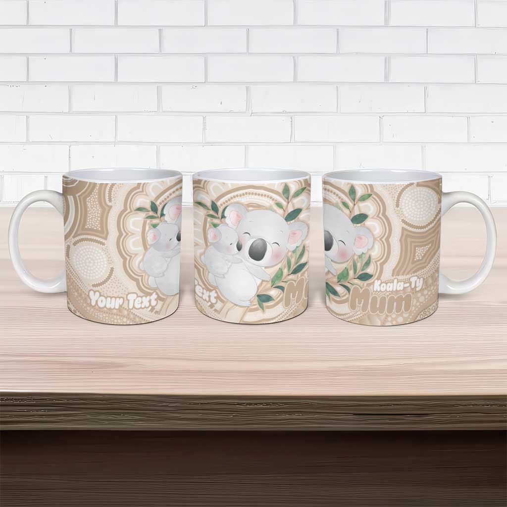 Koala Mum Australia Mother's Day Personalised Ceramic Mug Beige Aboriginal Art