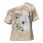 Koala Mum Australia Mother's Day Personalised Cross Shoulder Shirt Beige Aboriginal Art