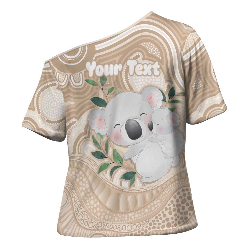 Koala Mum Australia Mother's Day Personalised Cross Shoulder Shirt Beige Aboriginal Art