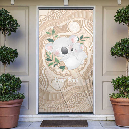 Koala Mum Australia Mother's Day Personalised Door Cover Beige Aboriginal Art
