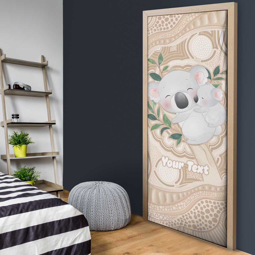 Koala Mum Australia Mother's Day Personalised Door Cover Beige Aboriginal Art