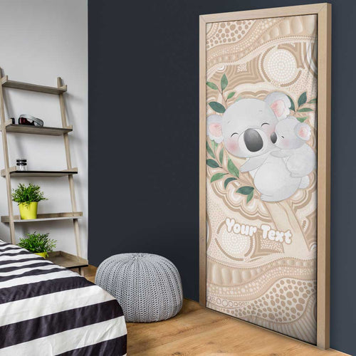 Koala Mum Australia Mother's Day Personalised Door Cover Beige Aboriginal Art