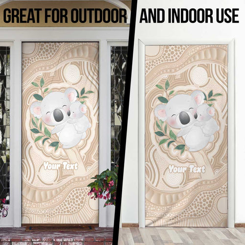 Koala Mum Australia Mother's Day Personalised Door Cover Beige Aboriginal Art