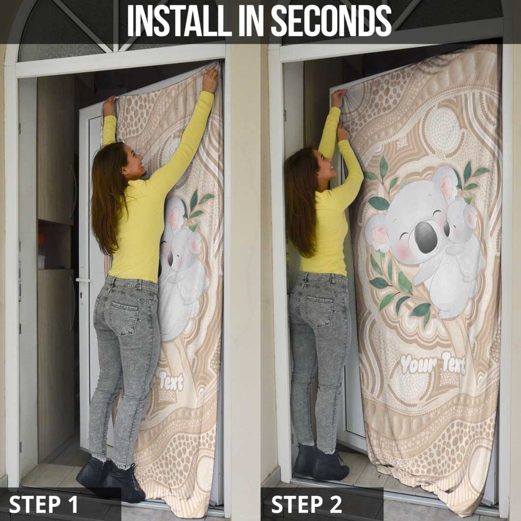 Koala Mum Australia Mother's Day Personalised Door Cover Beige Aboriginal Art