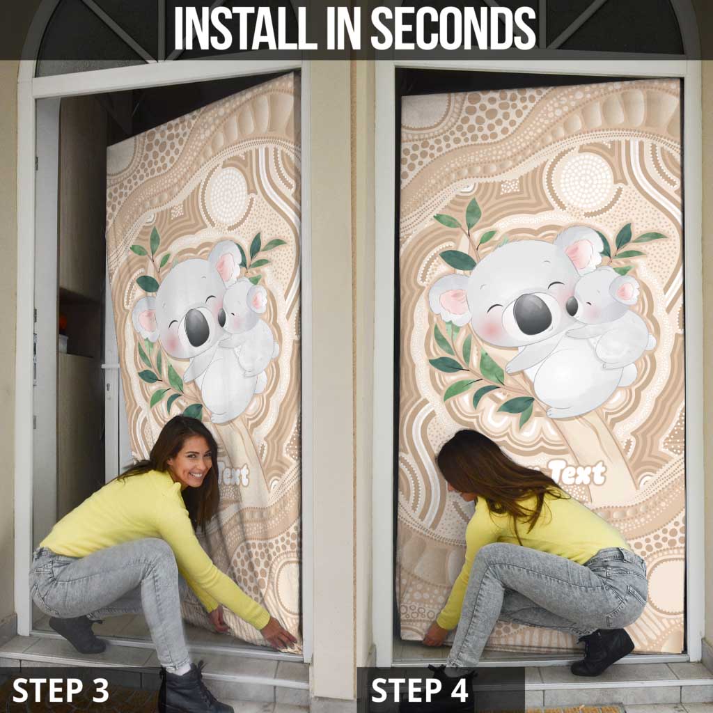 Koala Mum Australia Mother's Day Personalised Door Cover Beige Aboriginal Art