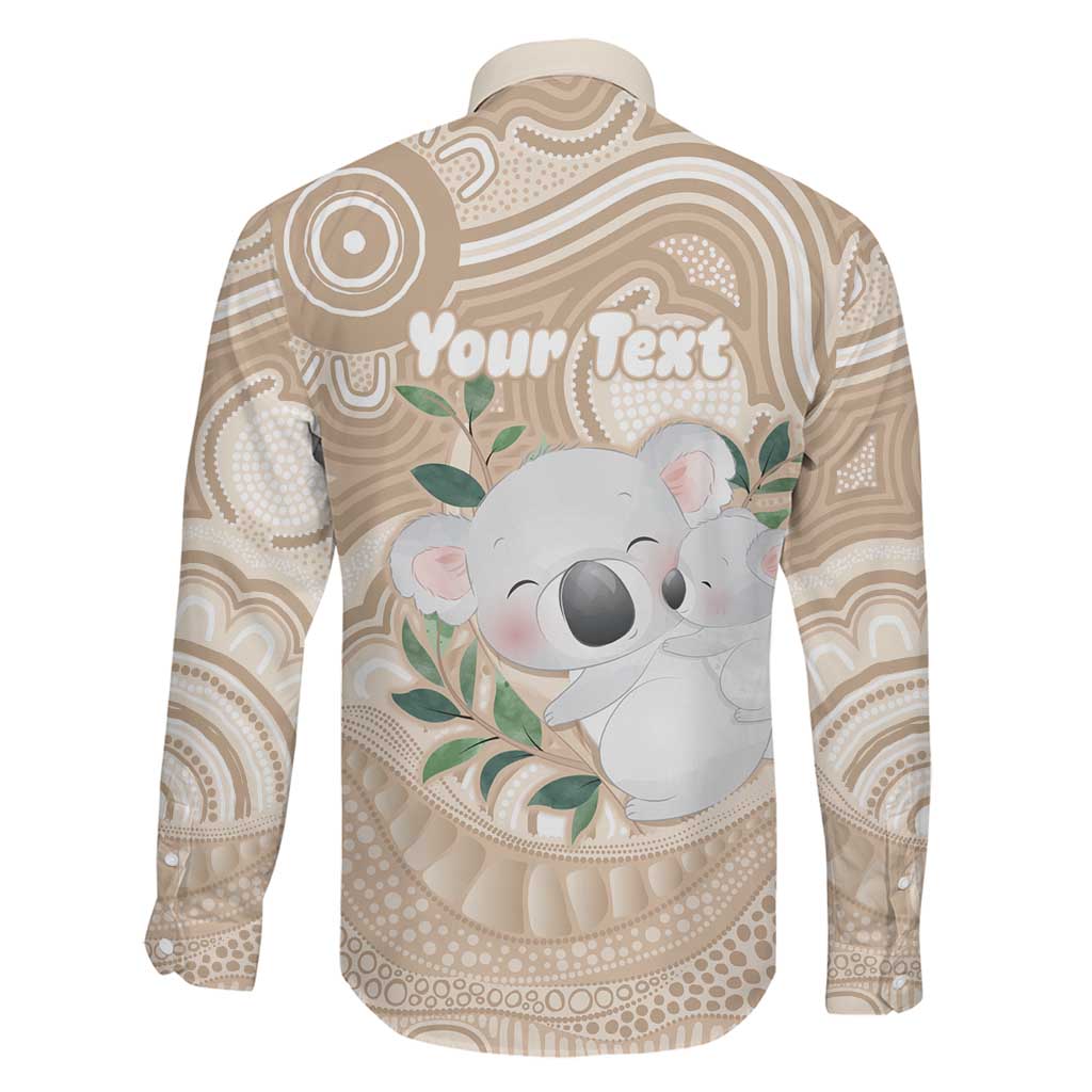 Koala Mum Australia Mother's Day Personalised Family Matching Long Sleeve Bodycon Dress and Hawaiian Shirt Beige Aboriginal Art