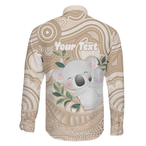 Koala Mum Australia Mother's Day Personalised Family Matching Summer Maxi Dress and Hawaiian Shirt Beige Aboriginal Art