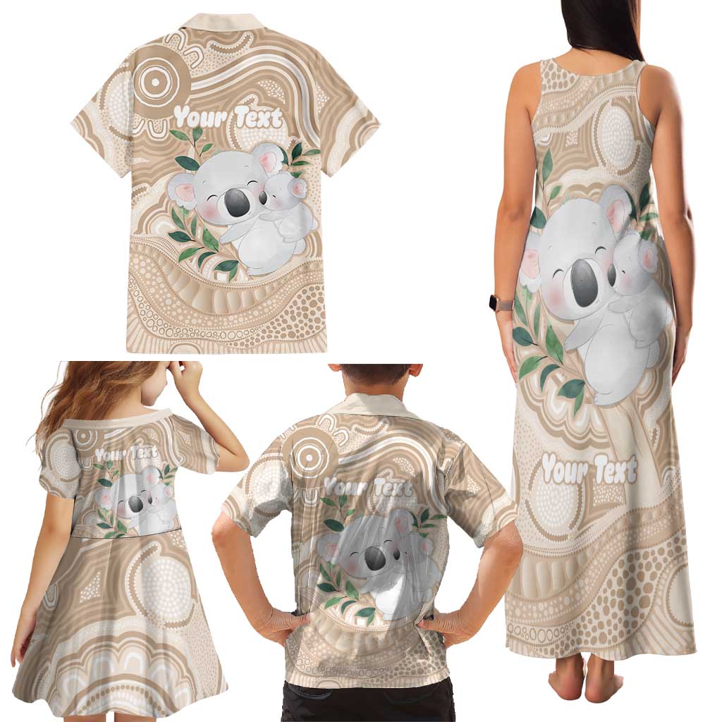Koala Mum Australia Mother's Day Personalised Family Matching Tank Maxi Dress and Hawaiian Shirt Beige Aboriginal Art