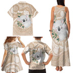 Koala Mum Australia Mother's Day Personalised Family Matching Tank Maxi Dress and Hawaiian Shirt Beige Aboriginal Art