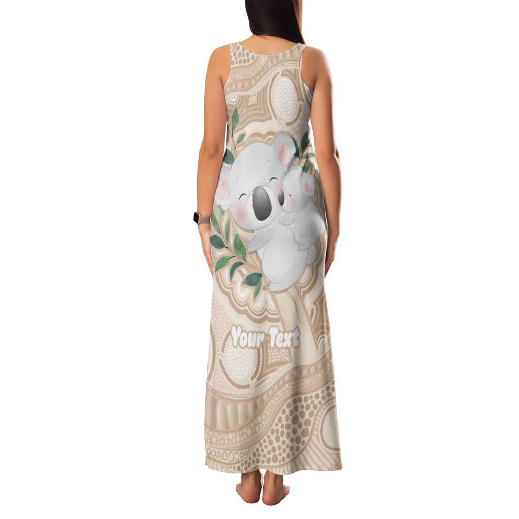 Koala Mum Australia Mother's Day Personalised Family Matching Tank Maxi Dress and Hawaiian Shirt Beige Aboriginal Art
