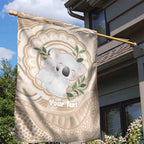 Koala Mum Australia Mother's Day Personalised Garden Flag Beige Aboriginal Art