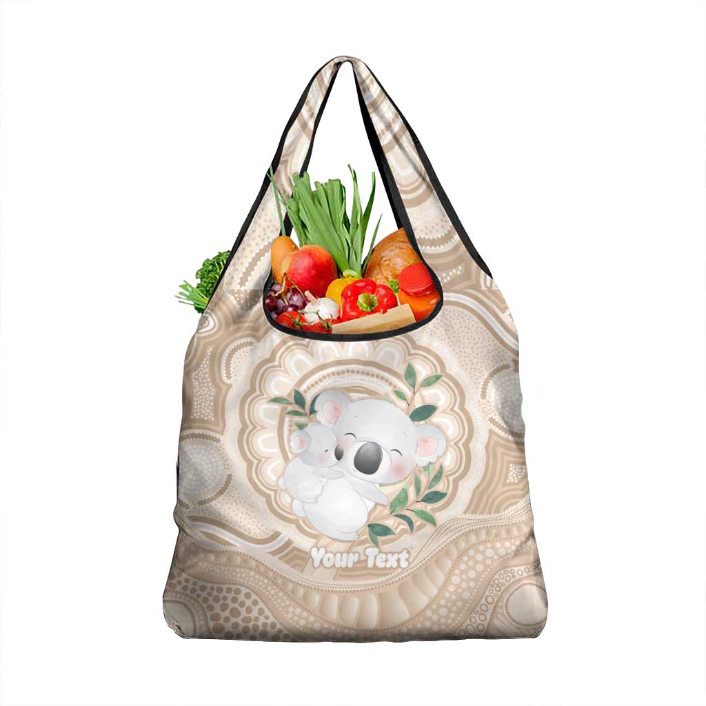 Koala Mum Australia Mother's Day Personalised Grocery Bag Beige Aboriginal Art