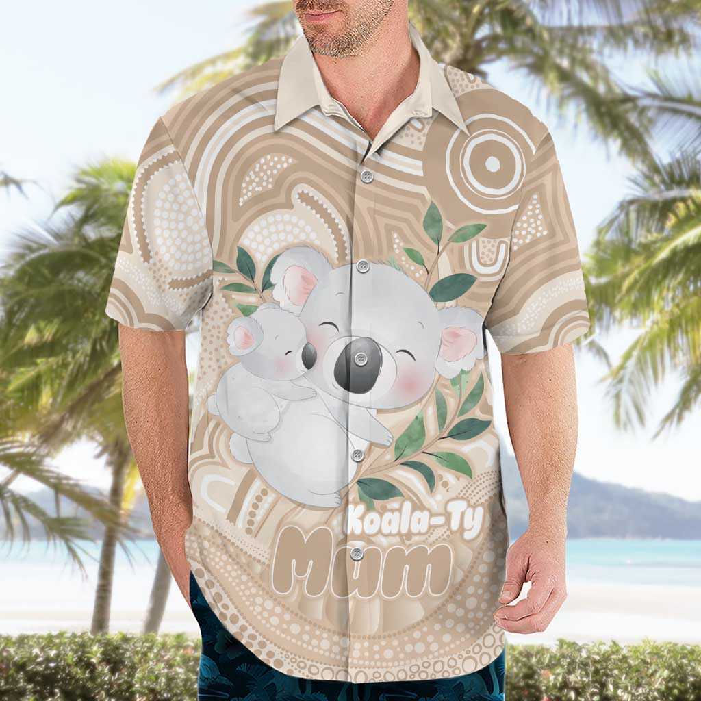 Koala Mum Australia Mother's Day Personalised Hawaiian Shirt Beige Aboriginal Art