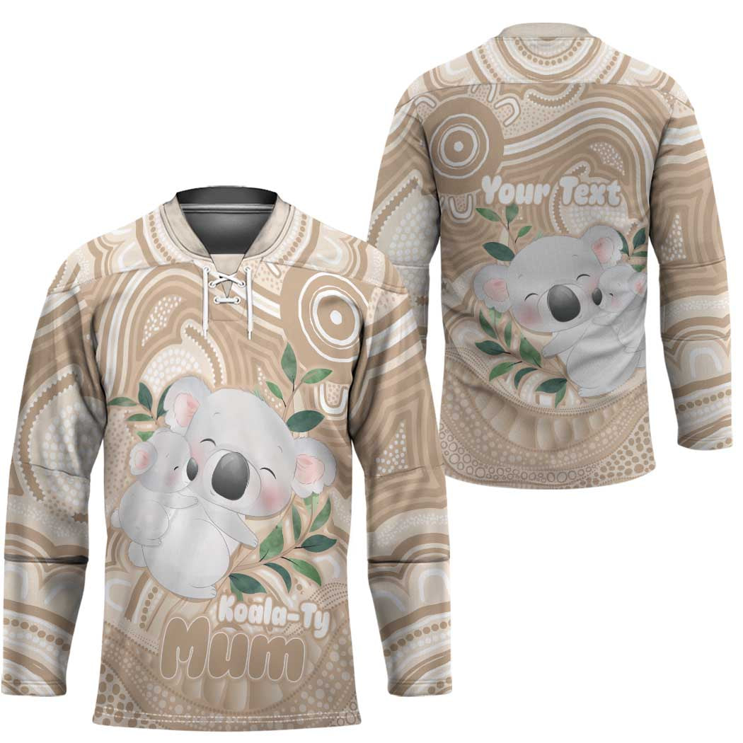 Koala Mum Australia Mother's Day Personalised Hockey Jersey Beige Aboriginal Art