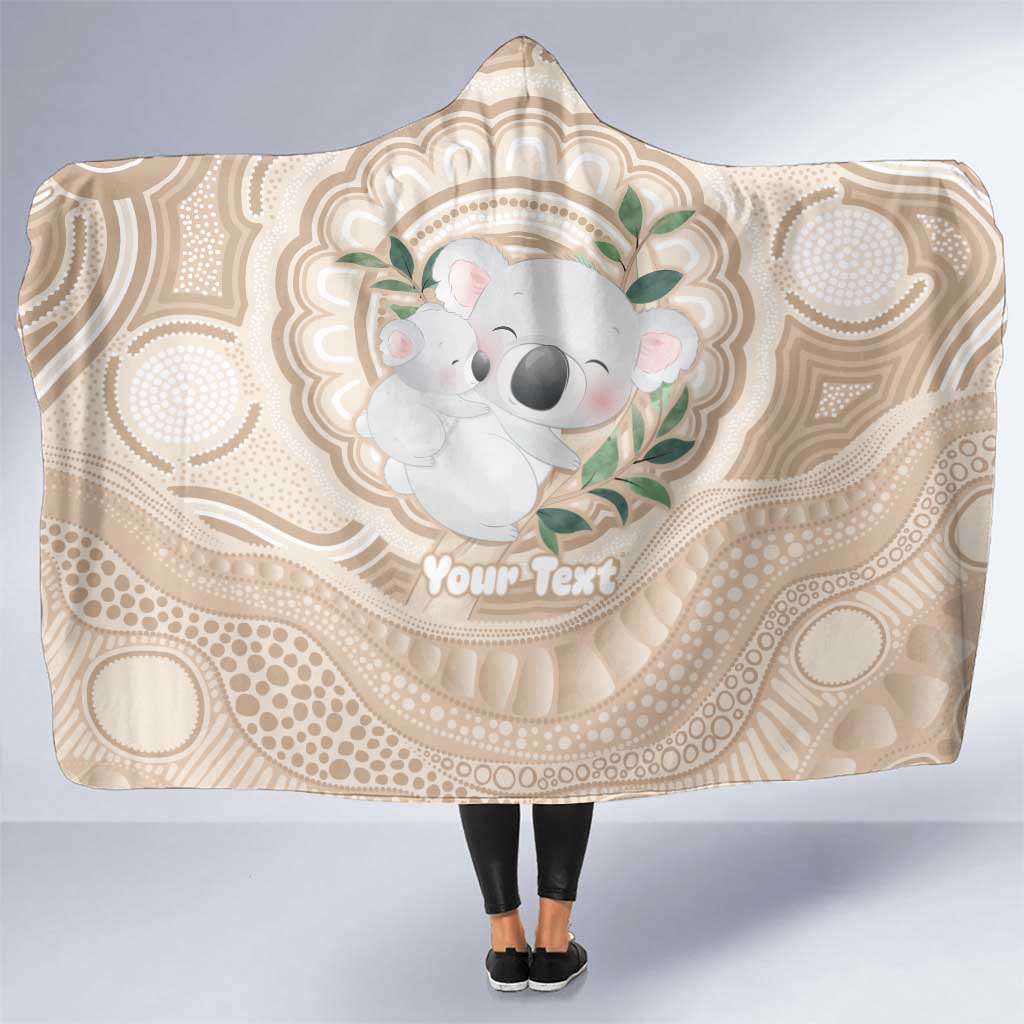 Koala Mum Australia Mother's Day Personalised Hooded Blanket Beige Aboriginal Art