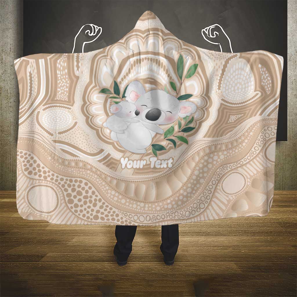 Koala Mum Australia Mother's Day Personalised Hooded Blanket Beige Aboriginal Art
