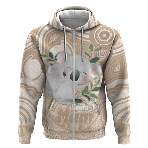 Koala Mum Australia Mother's Day Personalised Hoodie Beige Aboriginal Art