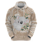 Koala Mum Australia Mother's Day Personalised Hoodie Beige Aboriginal Art