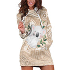 Koala Mum Australia Mother's Day Personalised Hoodie Dress Beige Aboriginal Art