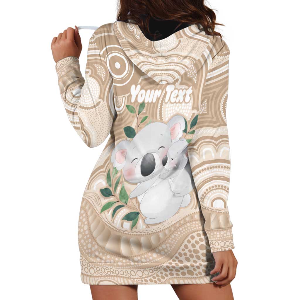 Koala Mum Australia Mother's Day Personalised Hoodie Dress Beige Aboriginal Art