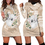 Koala Mum Australia Mother's Day Personalised Hoodie Dress Beige Aboriginal Art