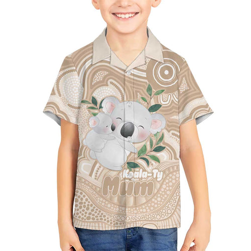 Koala Mum Australia Mother's Day Personalised Kid Hawaiian Shirt Beige Aboriginal Art