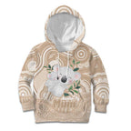 Koala Mum Australia Mother's Day Personalised Kid Hoodie Beige Aboriginal Art