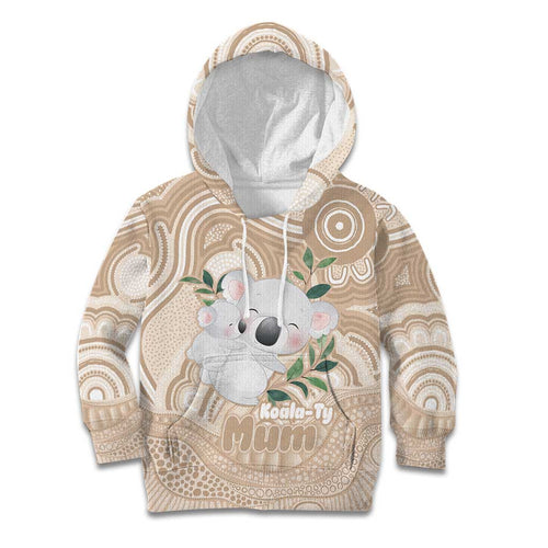 Koala Mum Australia Mother's Day Personalised Kid Hoodie Beige Aboriginal Art