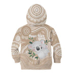 Koala Mum Australia Mother's Day Personalised Kid Hoodie Beige Aboriginal Art