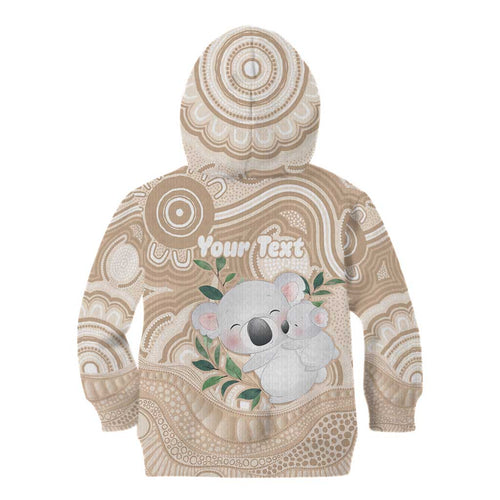 Koala Mum Australia Mother's Day Personalised Kid Hoodie Beige Aboriginal Art