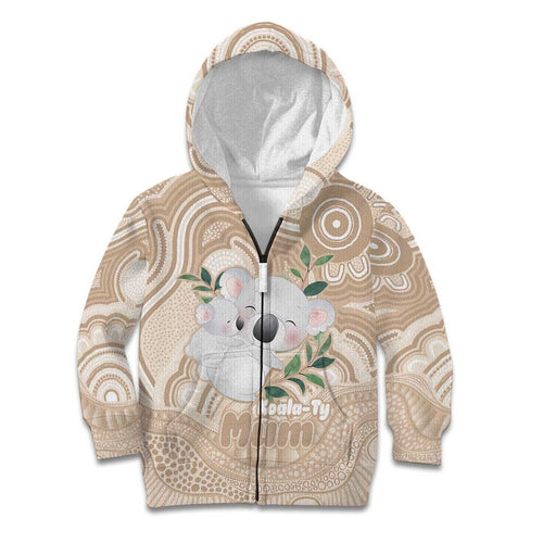 Koala Mum Australia Mother's Day Personalised Kid Hoodie Beige Aboriginal Art