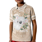 Koala Mum Australia Mother's Day Personalised Kid Polo Shirt Beige Aboriginal Art