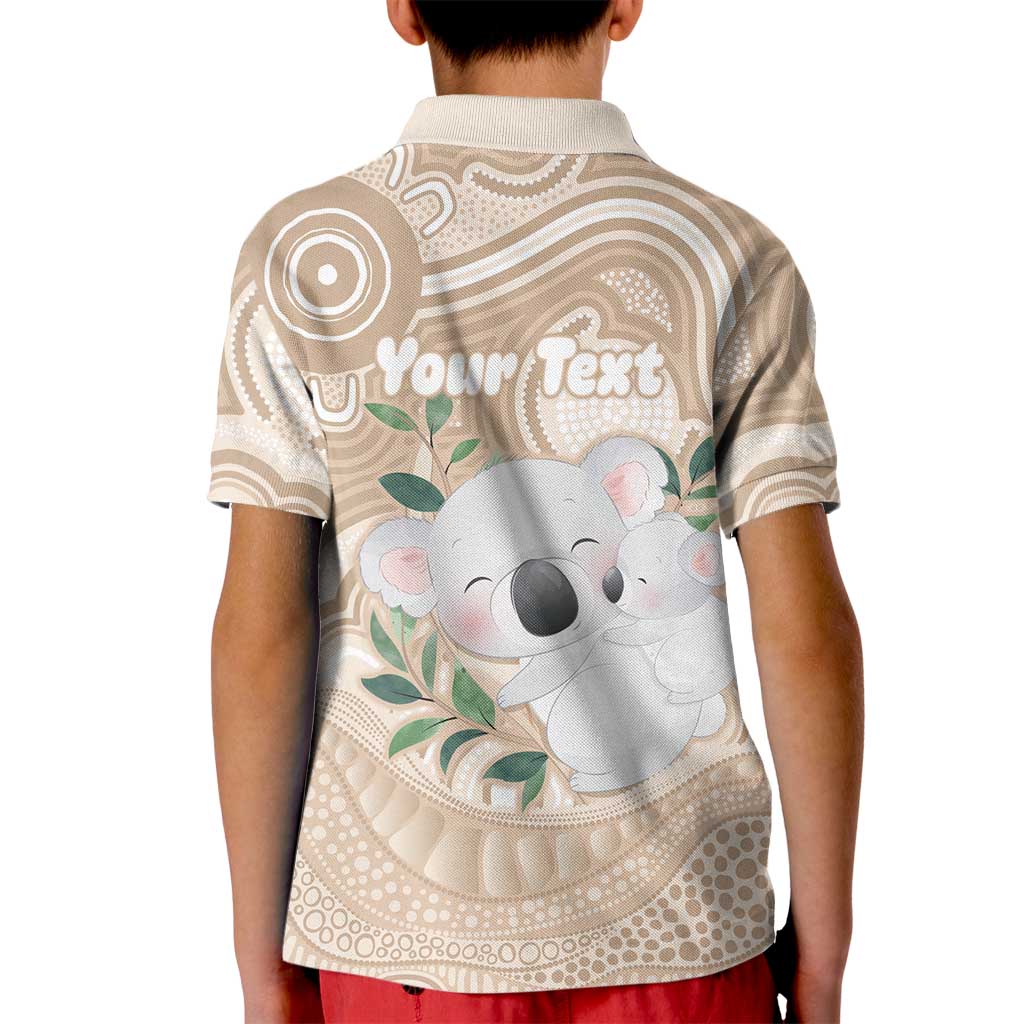 Koala Mum Australia Mother's Day Personalised Kid Polo Shirt Beige Aboriginal Art