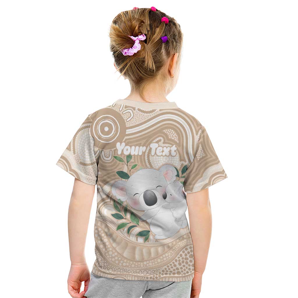 Koala Mum Australia Mother's Day Personalised Kid T Shirt Beige Aboriginal Art