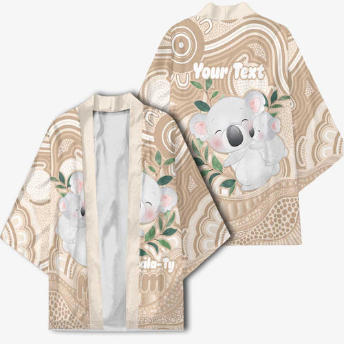 Koala Mum Australia Mother's Day Personalised Kimono Beige Aboriginal Art