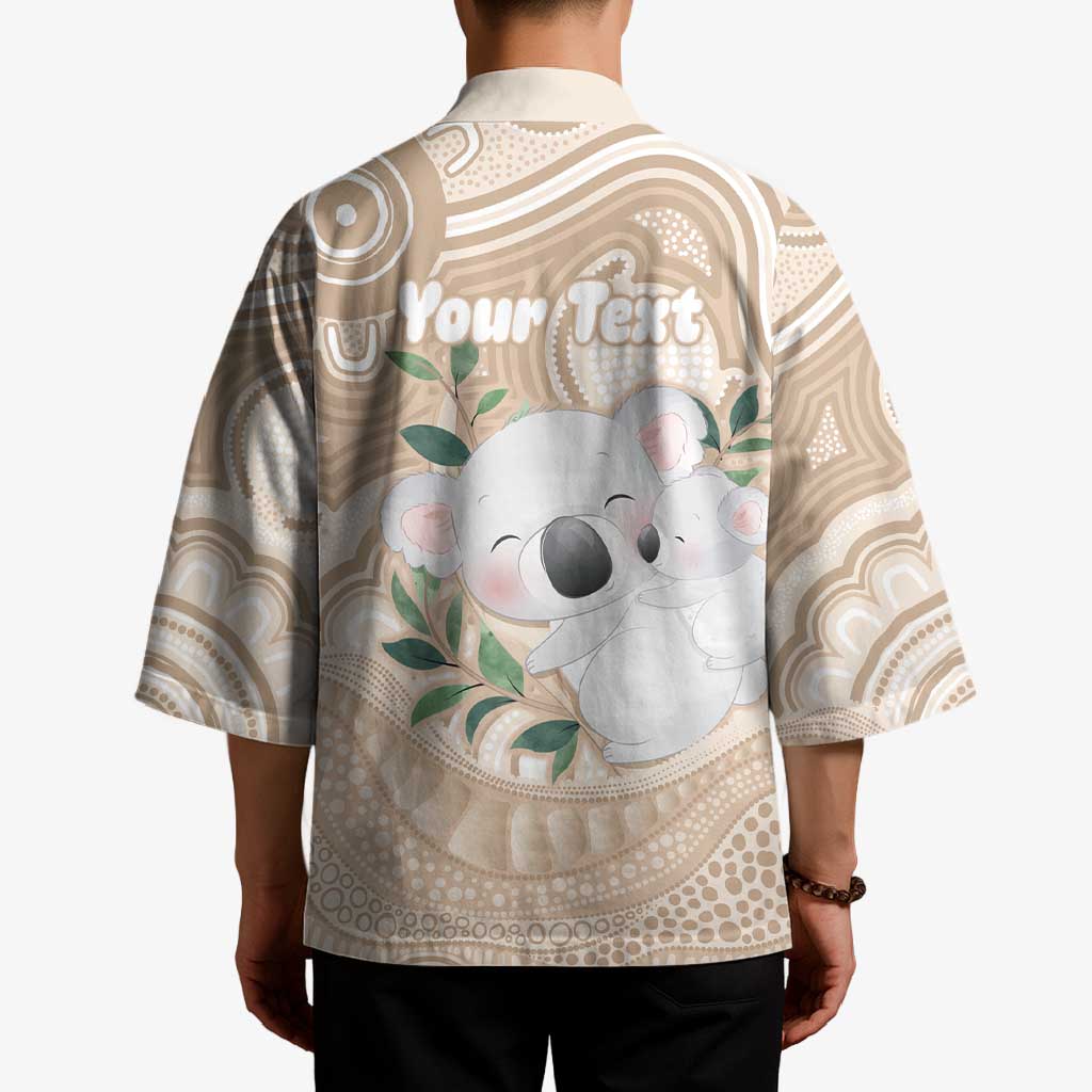 Koala Mum Australia Mother's Day Personalised Kimono Beige Aboriginal Art