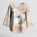 Koala Mum Australia Mother's Day Personalised Kimono Sleeve Blouse Beige Aboriginal Art