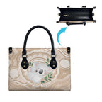 Koala Mum Australia Mother's Day Personalised Leather Bag Beige Aboriginal Art