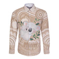 Koala Mum Australia Mother's Day Personalised Long Sleeve Button Shirt Beige Aboriginal Art