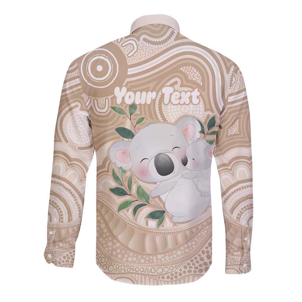 Koala Mum Australia Mother's Day Personalised Long Sleeve Button Shirt Beige Aboriginal Art