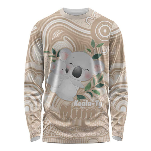 Koala Mum Australia Mother's Day Personalised Long Sleeve Shirt Beige Aboriginal Art