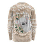 Koala Mum Australia Mother's Day Personalised Long Sleeve Shirt Beige Aboriginal Art